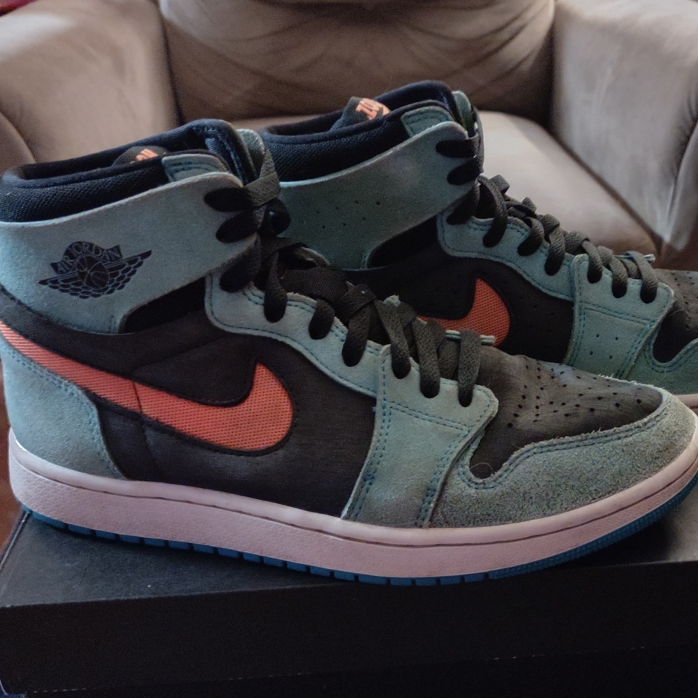 Nike Air Jordan High Sneakers - Black and Teal with Orange Accents